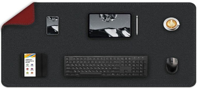 Aliens Extended Vegan PU Leather Mouse Pad, Reversible, Stitched Edges, 90x45CM Non Slip Base Dual Sided Mousepad(Black & Red)