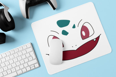 Rushaan Bulbasaur face- Printed animated Mousepad for animation lovers 4 Mousepad(White)
