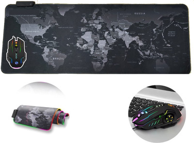 ENTWINO RGB Gaming Pad with LED Lighting & 6 Buttons Gaming Mouse Mousepad(Black)