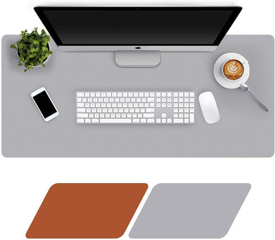 SHIDHMI Laptop Pad Desk Pad, PU Leather Office Desk Mat, Ultra Thin, Extra Large, Waterproof Desk Blotter, Laptop Mouse Pad Table Protector for Office and Home Non Slip Base Dual Sided Mousepad(Brown&Gray)