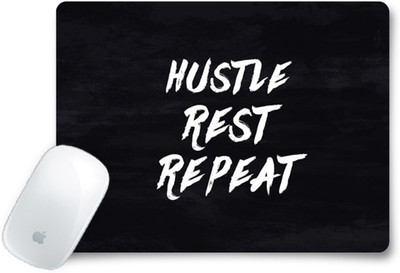 ECFAK Motivational Mouse Pad with Hustle Rest Repeat Design, Anti-Slip Gaming Non Slip Base Mousepad(Black)