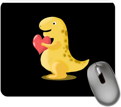 dk printing Yellow Dinosour Baby Printed Mouse Pad Non Slip Base Mousepad(Black)