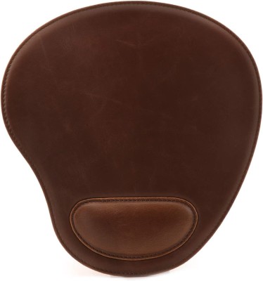 SMKT Leather Oval Mousepad with Wrist Rest Mousepad(Brown)