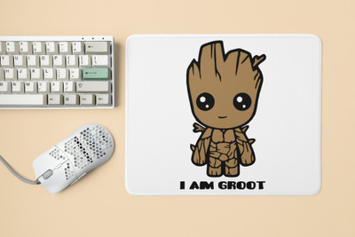 Rushaan I am Groot - Printed animated Mousepad for animation lovers Mousepad(White, Brown)