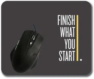 RiwariaHub Finish what you start printed mouse pad Non Slip Base Mousepad(Grey)