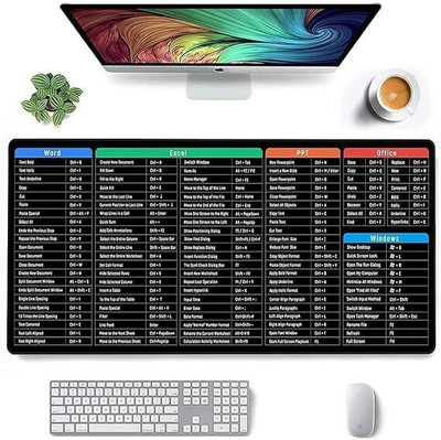 REGX Anti-Slip Keyboard and Mouse Pad with MS Office & Excel Shortcuts (80x30cm) Mousepad(Black)