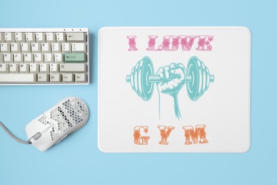 MiTrends I Love Gym, (BG Pink, White and Orange) - Printed Mousepad (20cm x 18cm) Mousepad(White)