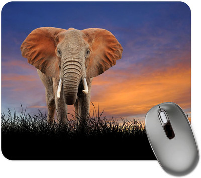 dk printing Elephent Animal Printed Mouse Pad Non Slip Base Mousepad(Black)