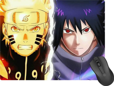 SuperiorFH Anime Gaming Naruto & Sasuke powerful relationship as both rivals Non Slip Base Mousepad(YellowPurple)