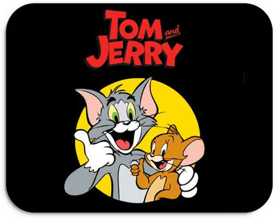Ghuchadu Tom And Jerry Mouse Pad For Computer / Laptop Non Slip Base Dual Sided Mousepad(Black)