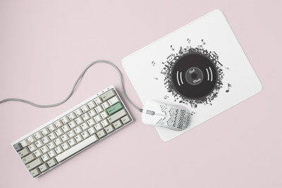 Rushaan Best Music Beat Printed Mousepads For Music Lovers Non Slip Base Mousepad(White)