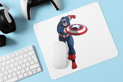 Rushaan Captain America ready to fight- Printed animated Mousepad for animation lovers Mousepad(White)