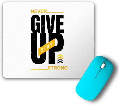 JIGARI Never Give Up Printed | Non Slip Ruber Base | Heat Resistant | Waterproof | Non Slip Base Mousepad(White)