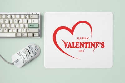 Rushaan Happy Valentine's Day text in Red -Printed Mousepads Mousepad(White)