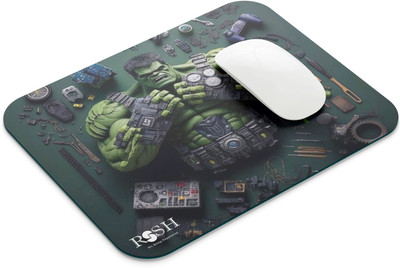 rssh creation Superhero Hulk Printed Rubber Base with Anti Skid Mouse Pad For Computer Non Slip Base Mousepad(Green)