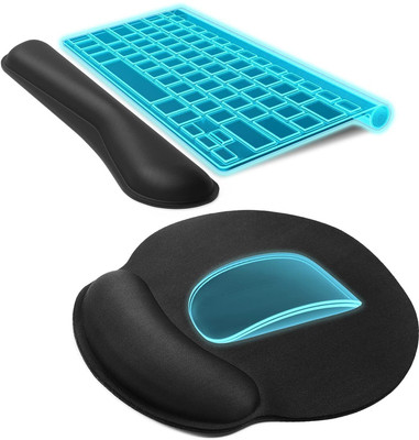 AZTORA Mouse And Keyboard Wrist Pad RUBBER Wrist Pad Wrist Rest(Black)
