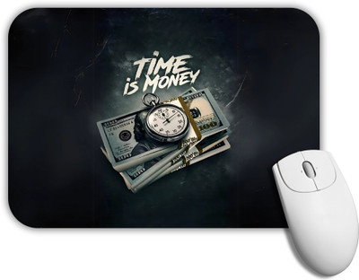 GROOFIEZ Time Is Money Mouse Pad Non-Slip Rubber Base for PC Laptop (9x7 inch) Non Slip Base Mousepad(Black)