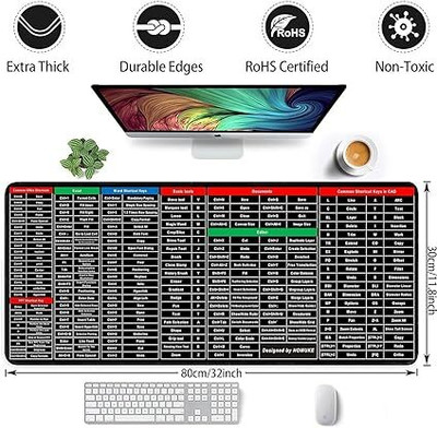 STUTI WORLD Desk Mat Blotter for Shortcut Key Laptop Large Extended Mouse Pad - 1pc Mousepad(Black)