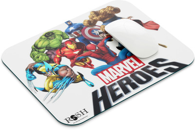 rssh creation Marvel Heroes Printed Rubber Base with Anti Skid Mouse Pad For Computer Non Slip Base Mousepad(White Multi)