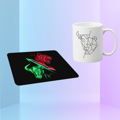 Artefact Premium Share Market mug & Trading Printed Mousepad Combo Non Slip Base Mousepad(Multicolor)
