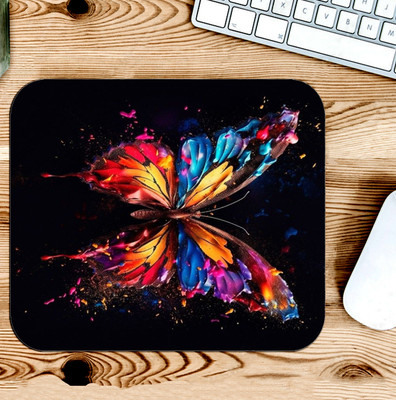 Gfylo Colour Dripping Butterfly Permanent Printed Mouse pad Smooth Surface Non Slip Base Mousepad(Multicolor)