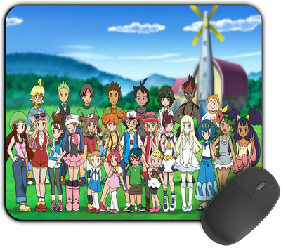 Kirmada Printed Designer Ash All Friends Pokemon Mouse Pad. Non Slip Base Mousepad(Multicolor)