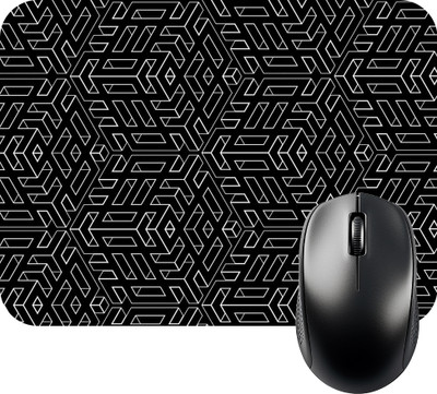 FINIXSTORE Premium Abstract Geometric Seamless Pattern Printed (9 inch x 7 inch) Non Slip Base Mousepad(Black, White)