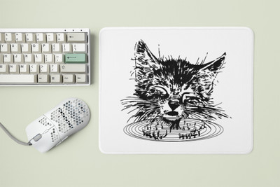 Rushaan Cute Cat - Designable Printed Mousepads(20cm x 18cm) Non Slip Base Mousepad(White)