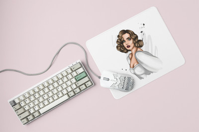 Rushaan White dress woman - Printed animated Mousepad for animation lovers Non Slip Base Mousepad(White)