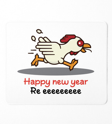 HopOffer Chicken's New Year Graphic Printed Sublimated Mousepad Mousepad(White)