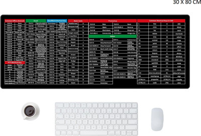 SHREEJI ENTERPRISE Software Shortcuts Key Pad Clear Extended Large Sheet Mouse Pad 30 X 80 Cm Mousepad(Black)