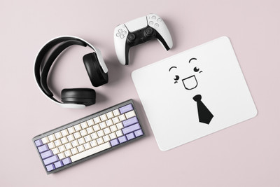 Rushaan Open Mouth with a Tie Emoji- Emoji Printed Mousepad For Emoji Lovers Non Slip Base Mousepad(White)