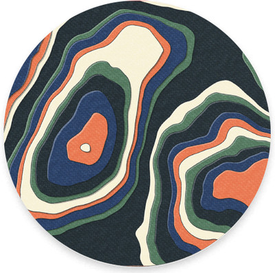 The Custom Crow Topographic Contour Abstract Art Textured Round Mouse Pad Mousepad(Pattern 13)
