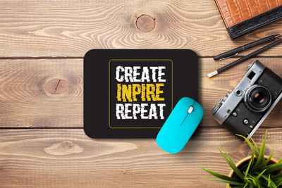 MOTIVATE BOX Non Slip Rubber Base Mousepad (23x18)cm printed design on Create Inpire Repeat Non Slip Base Mousepad(Black)