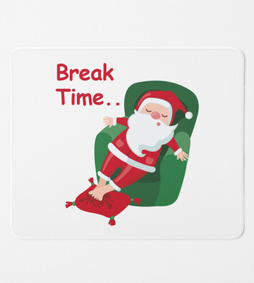 Rushaan Santa On A Break: Mouse Pad by Best Gift For Secret Santa Non Slip Base Mousepad(White)