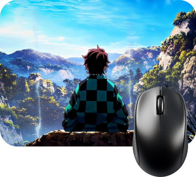 FINIXSTORE Anime Printed Mouse Pad (9 inch x 7 inch) - Tanjiro - 2 Printed Non Slip Base Mousepad(Multicolor)