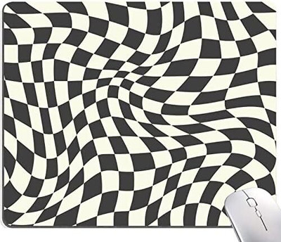 WardrobeChoice black whitte checkered Mouse Pad (9.5X7.9X0.3 INCH) Non Slip Base Mousepad(Multicolor)