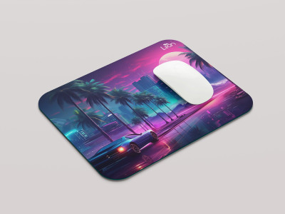 leeon L-MP1-1-266-sunset-sports-car-city-palm-trees L2 Non Slip Base Mousepad(Multicolor)