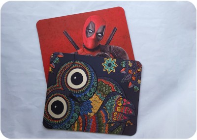 RAWAT TRADERS Premium Quality Deadpool & Owl Mousepad Combo Pack of 2 Mousepad Mousepad(White)