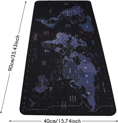 Xydrozen Gaming World Map 90cmX40cm Mouse Pad & Keyboard Desk Mat Non Slip Base Mousepad(Black)