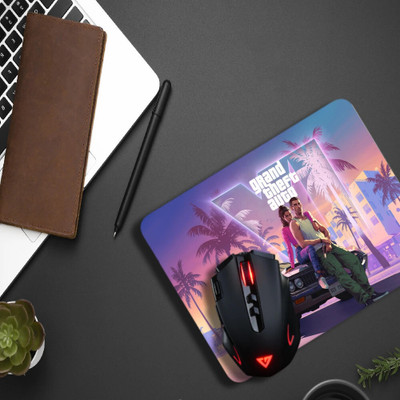 Inkaura Printed Mousepad GTA 6 Design Non-Slip Base & Smooth Surface For Gamers 9x7 Inch Non Slip Base Mousepad(Multicolor)