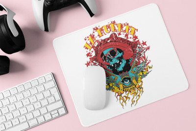 Rushaan La Muerte, Blue skull - Printed animated Mousepad for animation lovers Mousepad(White)