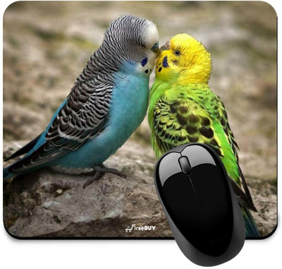 FirseBUY Love Birds Parrot Printed Non-Slip Rubber Base Mousepad for Laptop / Computer Mousepad(Multicolor)