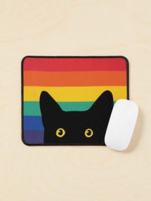 Aaltu Faltu Peeking Cat in Rainbow Circle – Cute & Colorful Mouse Pad Non Slip Base Mousepad(Multicolor)