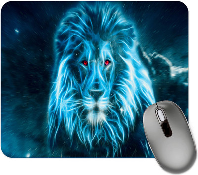 dk printing LION in Blue Color Printed Mouse Pad Mousepad(Black)