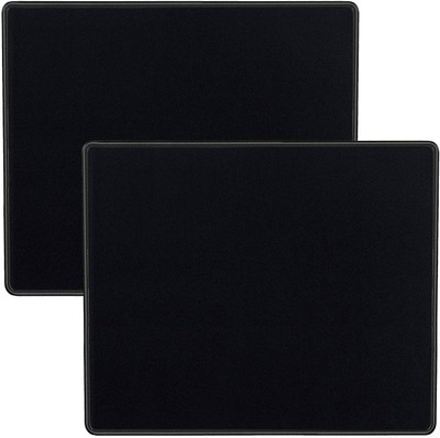 STORITE 220x180x2mm Gaming Mouse Pad with Antifray Stitched Embroidery Edges(Pack of 2) Non Slip Base Mousepad(Black)