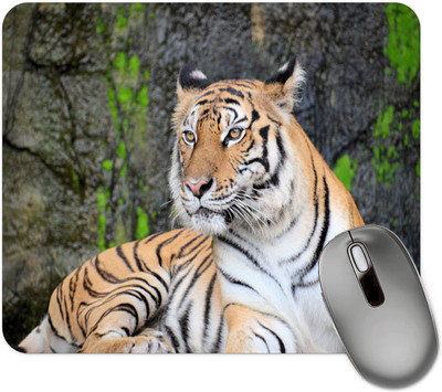 dk printing Tiger See My Side Printed Mouse Pad, NoN Sleep Base Mousepad(Black)