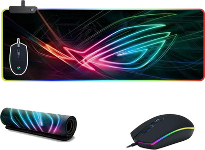 ENTWINO RGB Gaming Mouse & Extra-Large RGB Mouse Pad for Gamers and Office Use Non Slip Base Mousepad(Black)