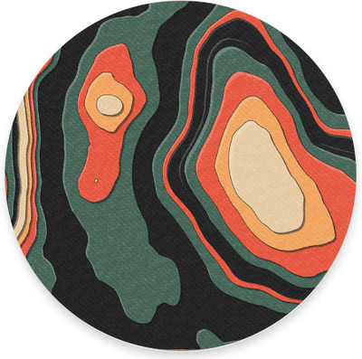 The Custom Crow Topographic Contour Abstract Art Textured Round Mouse Pad Non Slip Base Mousepad(Pattern 18)