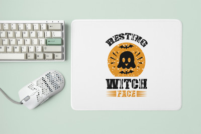 Rushaan Resting Witch Face-Halloween Theme Mousepads Mousepad(White)